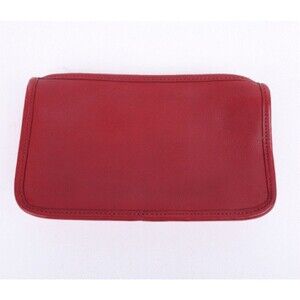 Vintage Coach Vintage Burgundy Leather Cluth Pouch Stripped Interior